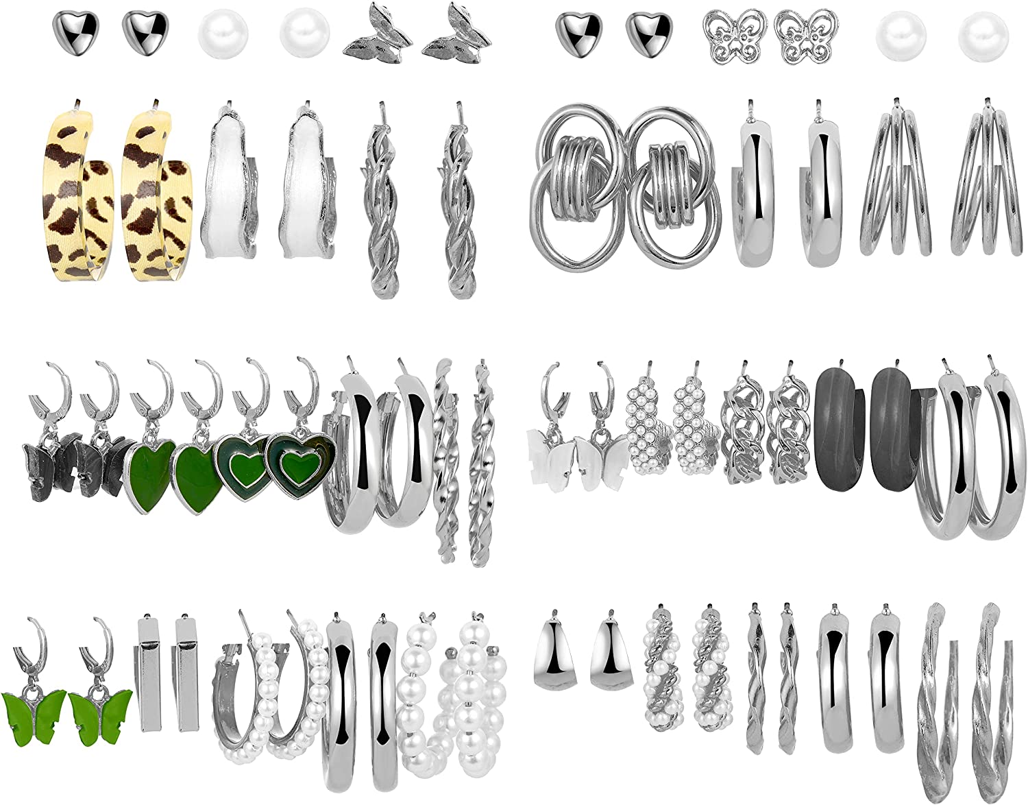 32 Pairs Gold Hoop Earrings Set for Women Girls
