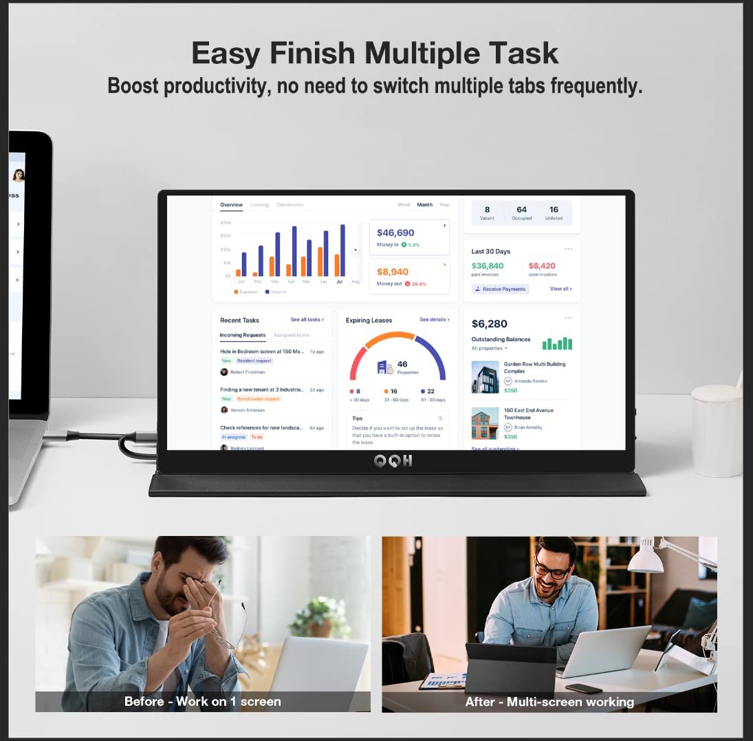QQH Portable Monitor, 15.6" Monitor for Laptop FHD